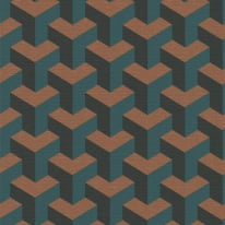 Daniel Hechter 3D Geometric Green/Orange Metallic Wallpaper - 78150-2