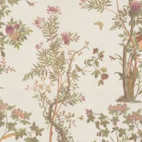 As Creation Botanical Sketch White Multi Metallic Wallpaper - 79043-3
