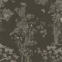 As Creation Botanical Sketch Black/Grey Metallic Wallpaper - 79043-6