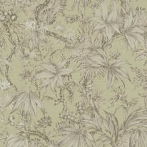 As Creation Tropical Outline Green/Grey Metallic Wallpaper - 79047-5