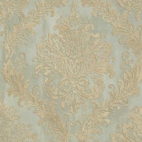 AS Creation Ornate Damask Sage Green/Gold Metallic Wallpaper - 79049-2