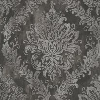 AS Creation Ornate Damask Black/Silver Metallic Wallpaper - 79049-6