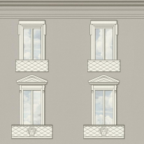 Flat swatch of Versace Palazzo No. 12 in grey showing the detailed non-woven substrate surface.