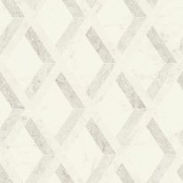 Flat swatch of Versace Tarsia Geo in cream showing the detailed non-woven substrate surface.