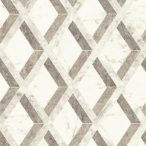 Flat swatch of Versace Tarsia Geo in brown showing the detailed non-woven substrate surface.