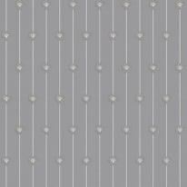 Flat swatch of Versace Baroque Stripe in silver and grey showing the detailed non-woven substrate surface.