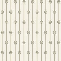 Flat swatch of Versace Baroque Stripe in gilver and white showing the detailed non-woven substrate surface.