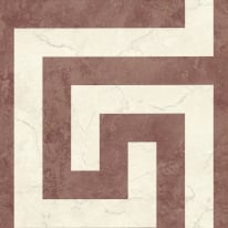 Flat swatch of Versace Greek in cream and red showing the detailed non-woven substrate surface.