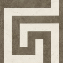 Flat swatch of Versace Greek in brown showing the detailed non-woven substrate surface.