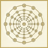 Flat swatch of Versace I Love Baroque in yellow gold showing the detailed non-woven substrate surface.
