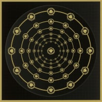 Flat swatch of Versace I Love Baroque in black and gold showing the detailed non-woven substrate surface.