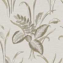 Belgravia Decor Palma Bold Leaf Mocha/Champagne Metallic Wallpaper - 9009