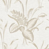 Belgravia Decor Palma Bold Leaf White/Champagne Metallic Wallpaper - 9011
