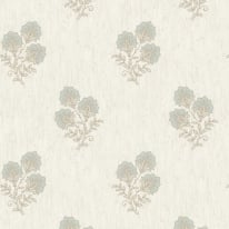 Belgravia Decor Carlotta Flower Motif Green/Cream Metallic Wallpaper - 9030