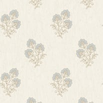 Belgravia Decor Carlotta Flower Motif Blue/Cream Metallic Wallpaper - 9031