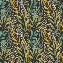 Hoopla Walls Verdant Leaves Noir Mix Wallpaper - HWA1391W