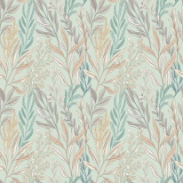 Hoopla Walls Verdant Leaves Sea/Stone Wallpaper - HWA1393W