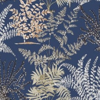 Grandeco Asperia Lima Leaf Blue Multi Wallpaper - A57103