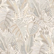 Grandeco Ciara Tribal Leaf Beige/Grey Wallpaper - A58402