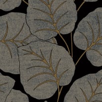 Grandeco Ciara Luxor Leaf Blue/Gold Wallpaper - A63503