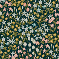 Grandeco Bluebell Floral Blue Multi Wallpaper - A64102