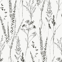 Grandeco Attitude Halm Grass Floral Black/White Wallpaper - A64201