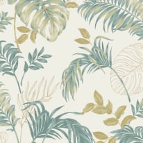 Grandeco Attitude Allison Tropical Teal/Gold Metallic Wallpaper - A64302