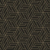 Grandeco Omaru Cobra Geometric Black/Gold Metallic Wallpaper - A67302