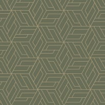 Grandeco Omaru Cobra Geometric Green/Gold Metallic Wallpaper - A67303