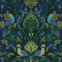 Grandeco Opulent Damask Blue/Green Wallpaper - A67802