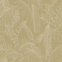 Grandeco Omaru Galapalos Tropical Leaves Beige Wallpaper - A69302