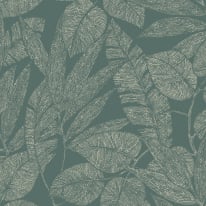 Grandeco Omaru Lorena Leaves Green Wallpaper - A69503