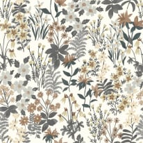 Grandeco Agnala Floral Grey Wallpaper - A70901
