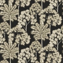 Grandeco Palm Forest Tropical Black/Gold Metallic Wallpaper - A71302