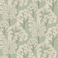 Grandeco Palm Forest Tropical Green Metallic Wallpaper - A71308