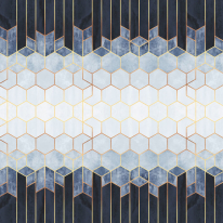 Anaglypta Wall-art Hexagons Blue/White Wall Mural - 5535-8