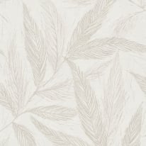 Clean sample scan of the AS Creation Hygge 3 79096-2 design showing the cream leaves and silver metallic detailing.