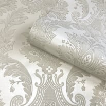 Belgravia Decor Amara Damask Cream Metallic Wallpaper - 7369