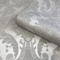 Belgravia Decor Amara Damask Silver Metallic Wallpaper - 7370