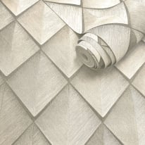 Belmont House Mojo Geometric Porcelain White Metallic Wallpaper - BH14