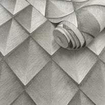 Belmont House Mojo Geometric Silver Grey Metallic Wallpaper - BH17