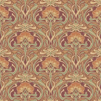 Crown Flora Nouveau Floral Russet Wallpaper - M1194