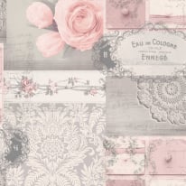 Crown Ophelia Decoupage Floral Blush Metallic Wallpaper - M1426