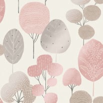 Crown Scandi Forest Tree Blush/Silver Metallic Wallpaper - M1522