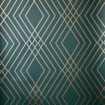 Fine Decor Shard Trellis Emerald/Gold Metallic Wallpaper - FD43613