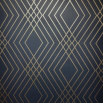 Fine Decor Shard Trellis Navy/Gold Metallic Wallpaper - FD42605