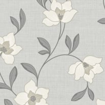 Fine Decor Larson Floral Charcoal/Gold Metallic Wallpaper - FD43066
