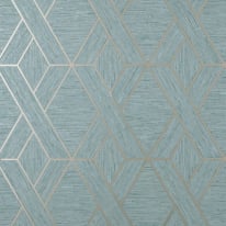 Fine Decor Miya Geometric Teal Metallic Wallpaper - FD43154