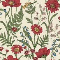 Fine Decor Wild Meadow Red Multi Wallpaper - FD43335
