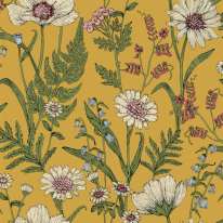 Fine Decor Wild Meadow Mustard Multi Wallpaper - FD43336